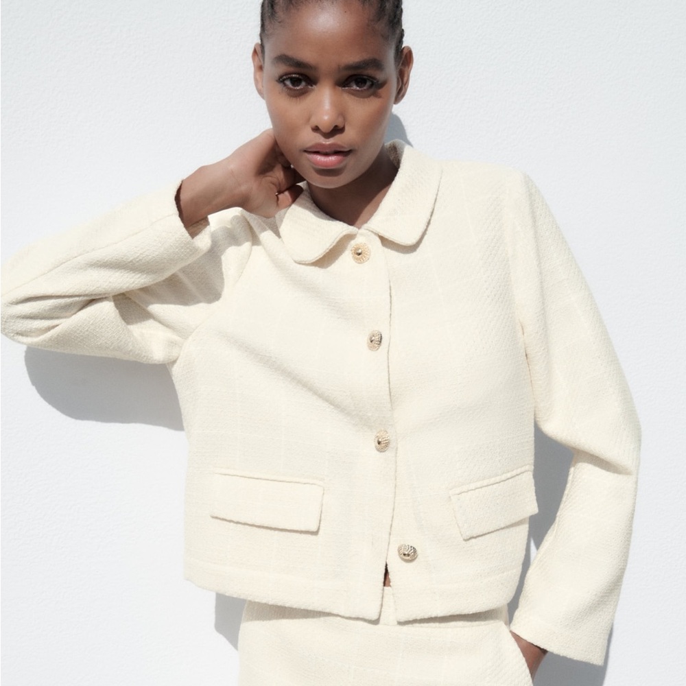 ZARA Textured Plaid Jacket